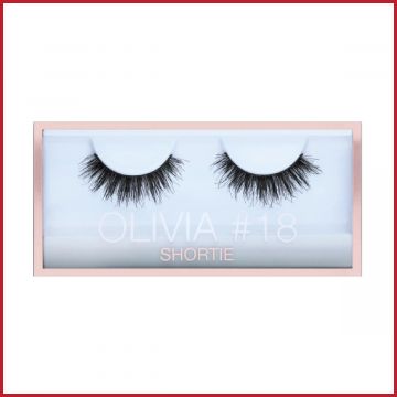 Huda Beauty & Olivia Culpo eyelashes, Olivia # 18 Perfect for Beginners & Everyday Users, Petite & Flattering Length, Double-stacked for Drama, Natural Volume, Synthetic Fibers, and Shorter-Stripes