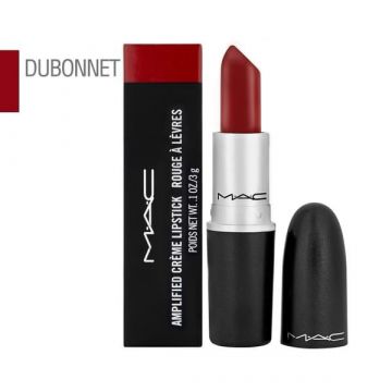 MAC Amplified Lipstick, Smooth Application, Bold Colour Pay-off, Full Coverage, Semi-Lustrous Finish, Deep Red Colour in Shade: Dubonnet - 3g